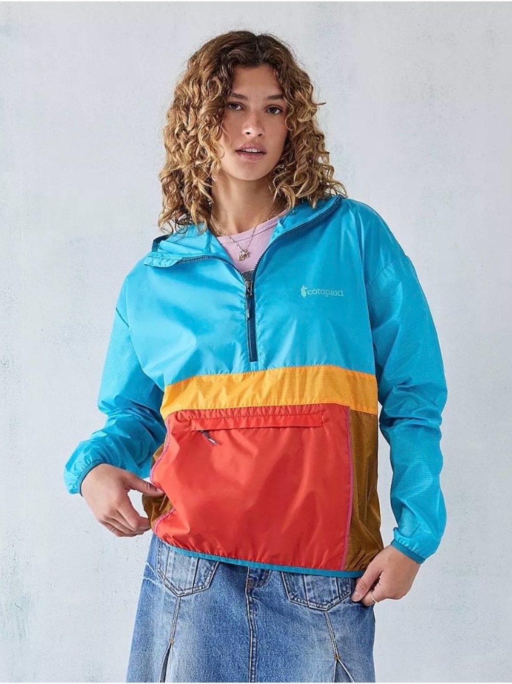 Cotopaxi Teca Half-Zip Windbreaker - Turquoise, Red & Yellow Colorblock